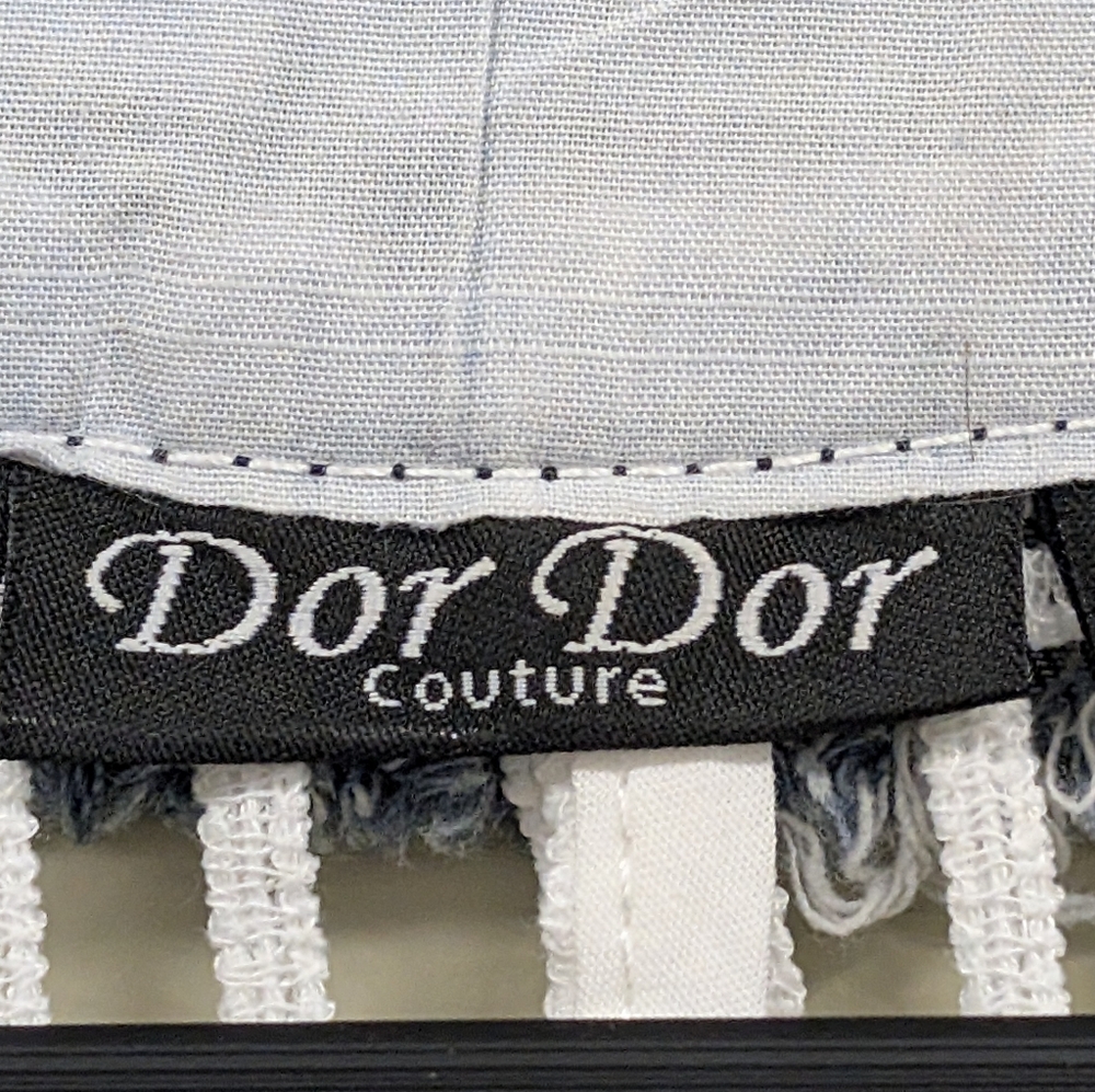 Dor Dor Couture Denim Crochet Silver Stud Accent Long Pocket Vest Large - Picture 4 of 7
